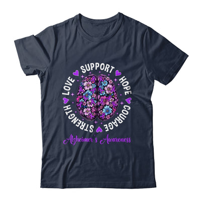 Motivational Words Floral Brain Ribbon Alzheimer's Awareness Shirt & Tank Top | siriusteestore