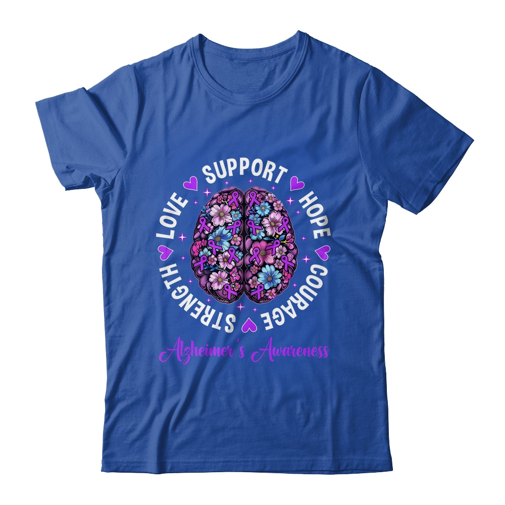 Motivational Words Floral Brain Ribbon Alzheimer's Awareness Shirt & Tank Top | siriusteestore