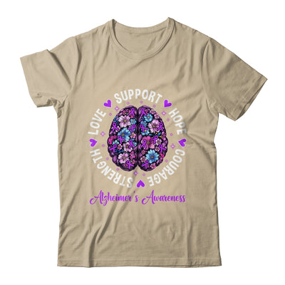 Motivational Words Floral Brain Ribbon Alzheimer's Awareness Shirt & Tank Top | siriusteestore