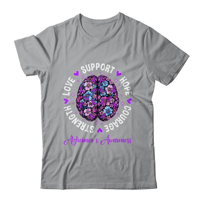 Motivational Words Floral Brain Ribbon Alzheimer's Awareness Shirt & Tank Top | siriusteestore