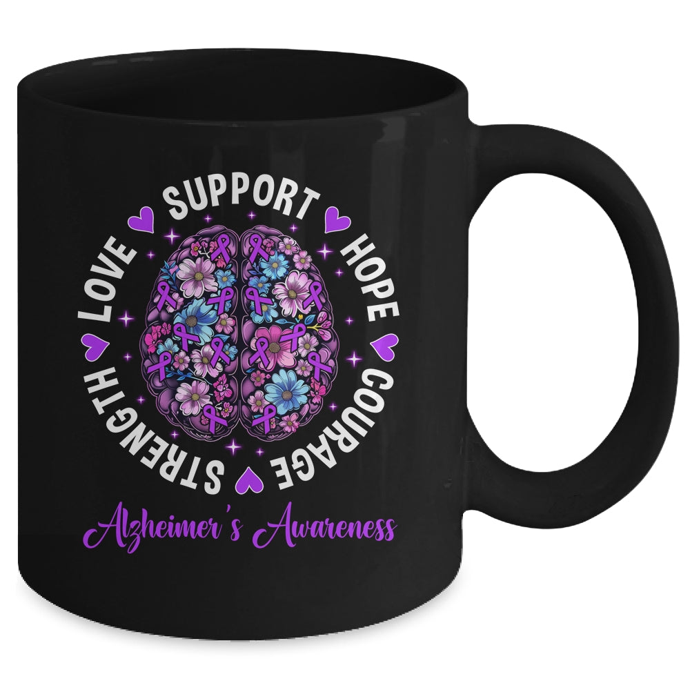 Motivational Words Floral Brain Ribbon Alzheimer's Awareness Mug | siriusteestore