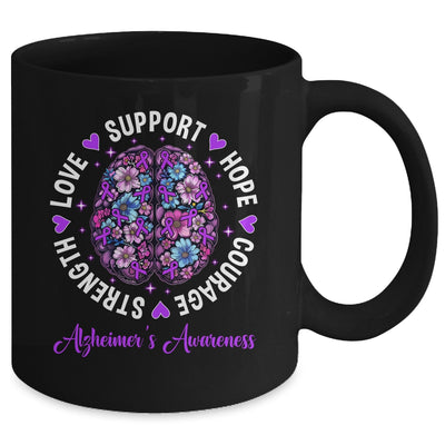 Motivational Words Floral Brain Ribbon Alzheimer's Awareness Mug | siriusteestore