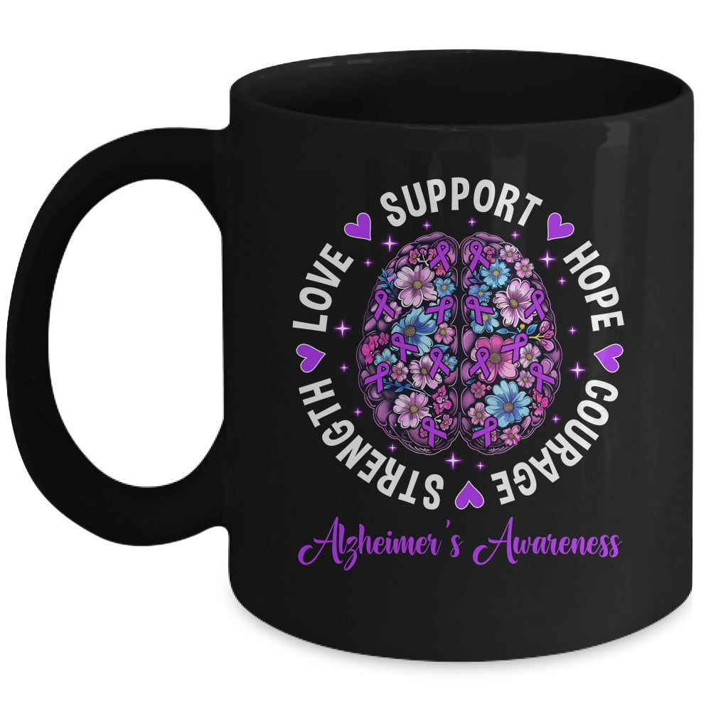 Motivational Words Floral Brain Ribbon Alzheimer's Awareness Mug | siriusteestore