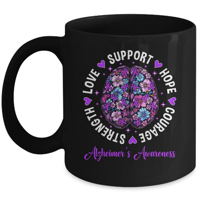 Motivational Words Floral Brain Ribbon Alzheimer's Awareness Mug | siriusteestore
