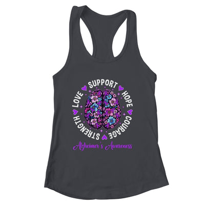 Motivational Words Floral Brain Ribbon Alzheimer's Awareness Shirt & Tank Top | siriusteestore