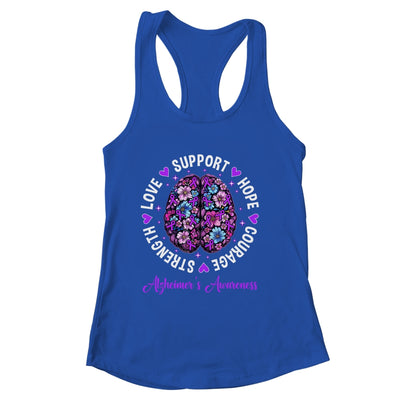 Motivational Words Floral Brain Ribbon Alzheimer's Awareness Shirt & Tank Top | siriusteestore