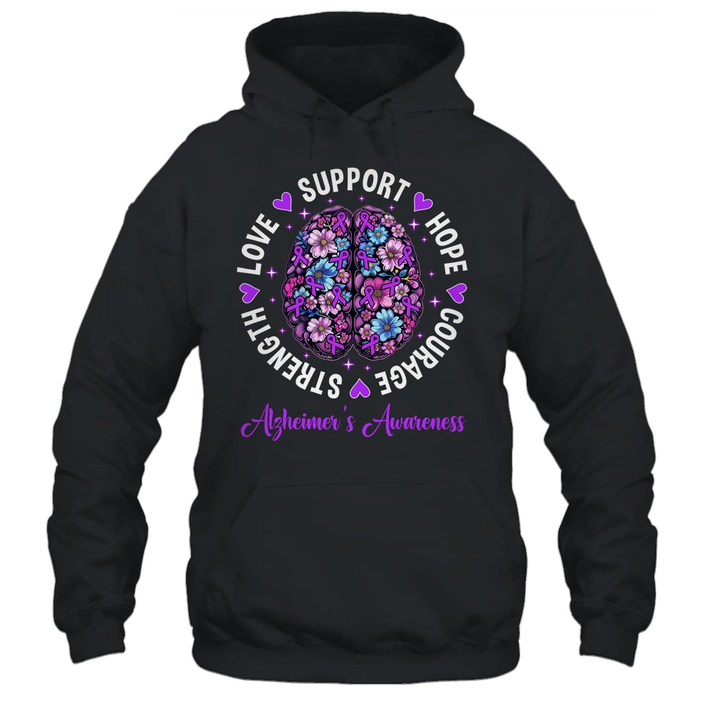 Motivational Words Floral Brain Ribbon Alzheimer's Awareness Shirt & Tank Top | siriusteestore