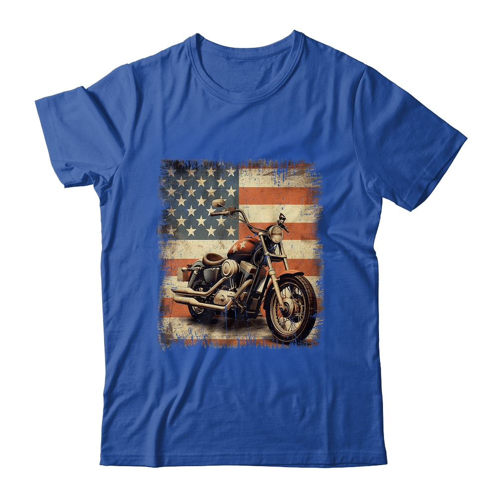 Motorcycle USA Flag Retro Biker For Men Dad Grandpa Shirt & Hoodie | siriusteestore