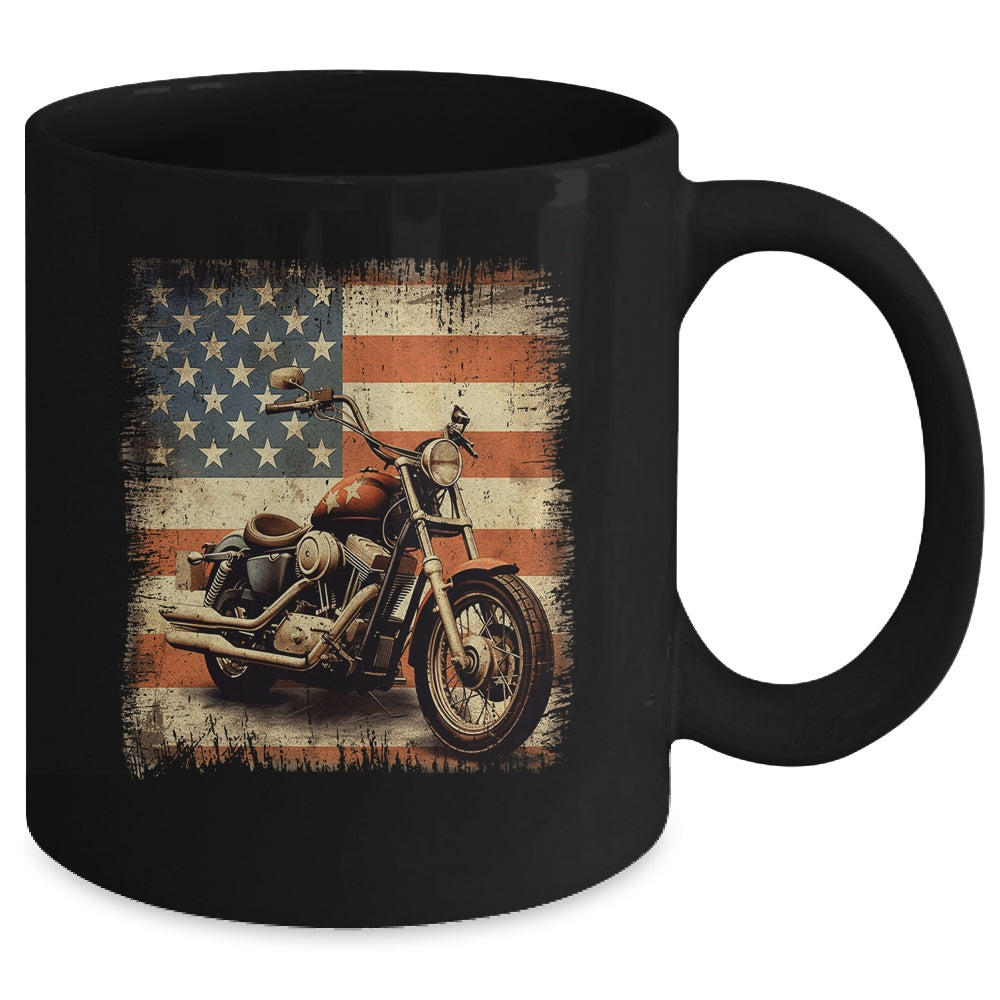 Motorcycle USA Flag Retro Biker For Men Dad Grandpa Mug | siriusteestore
