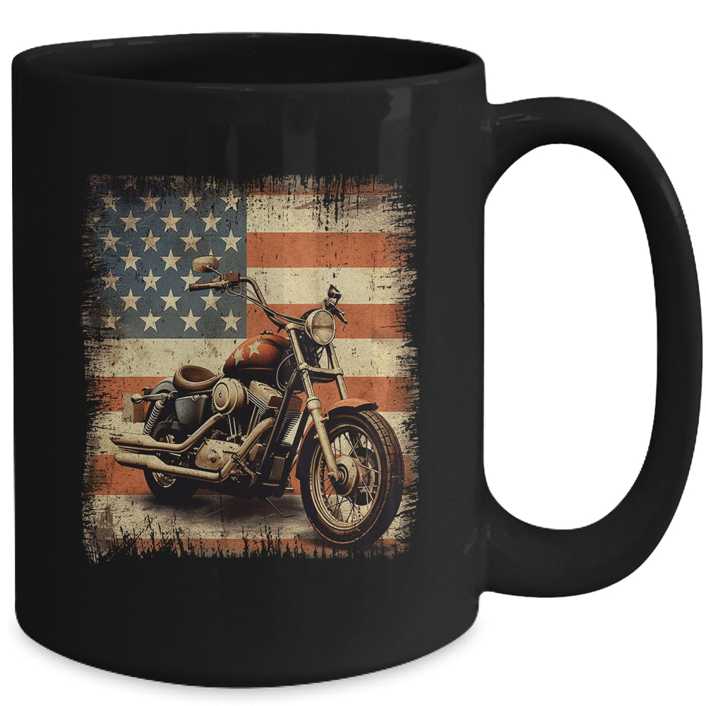 Motorcycle USA Flag Retro Biker For Men Dad Grandpa Mug | siriusteestore