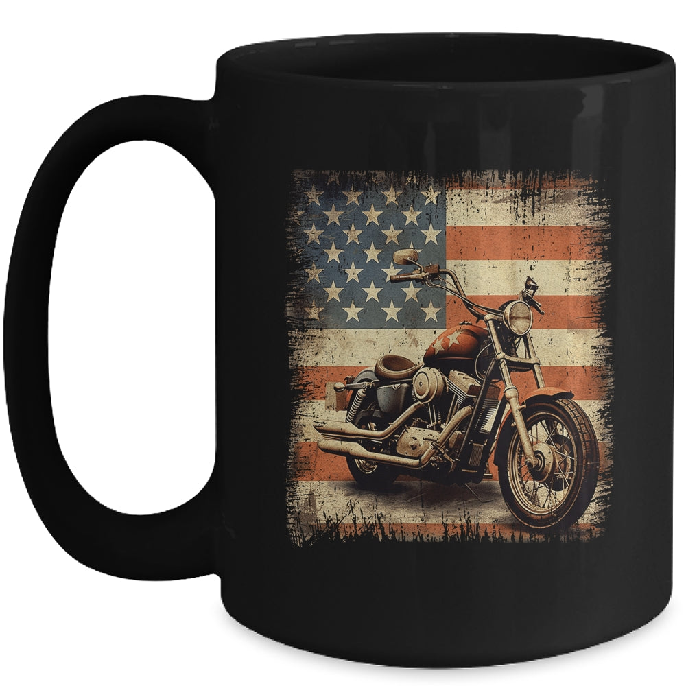 Motorcycle USA Flag Retro Biker For Men Dad Grandpa Mug | siriusteestore