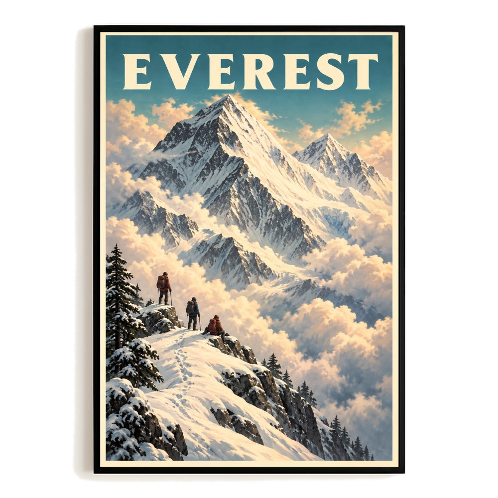 Mount Everest Himalaya Climbing Vintage Travel Poster Wall Art Print Snow Mountain Adventure Nepal Landscape Souvenir Decor For Home Living Room Office Bedroom Unframed | siriusteestore
