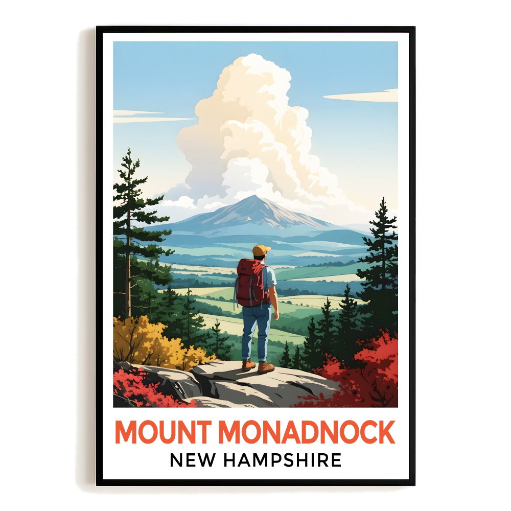 Mount Monadnock New Hampshire Vintage Travel Poster Iconic Mountain Landscape Wall Art Print For Hiking Lovers And Nature Home Decor Living Room Office Bedroom Unframed | siriusteestore