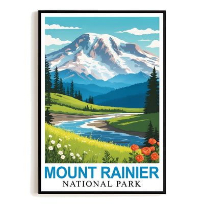 Mount Rainier National Park Poster Nature Lovers Ideal Travel And Adventure Gift Landscape Wall Art Decor For Home And Office Perfect For Living Room Bedroom Unframed | siriusteestore
