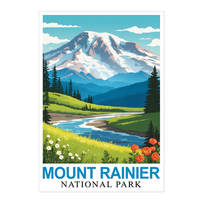 Mount Rainier National Park Poster Nature Lovers Ideal Travel And Adventure Gift Landscape Wall Art Decor For Home And Office Perfect For Living Room Bedroom Unframed | siriusteestore