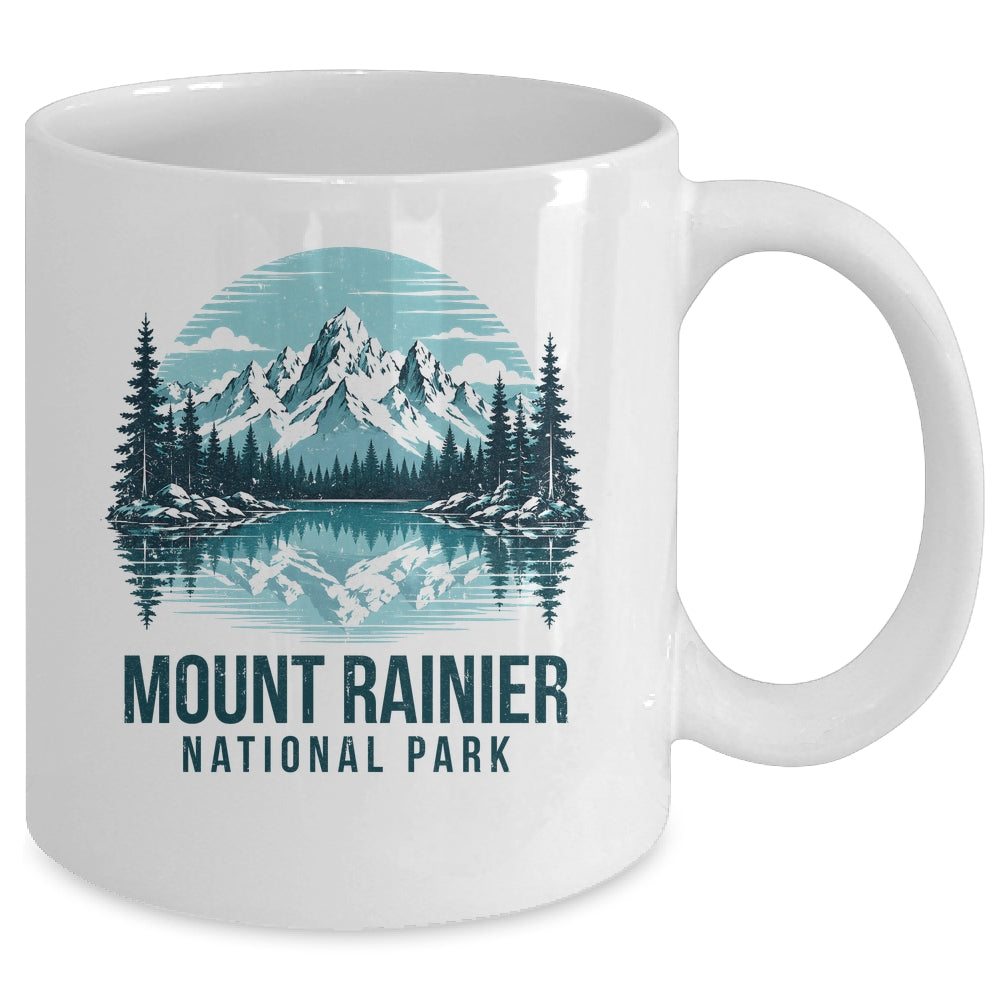 Mount Rainier National Park Retro Mountain Lake Outdoor Hiking Mug | siriusteestore