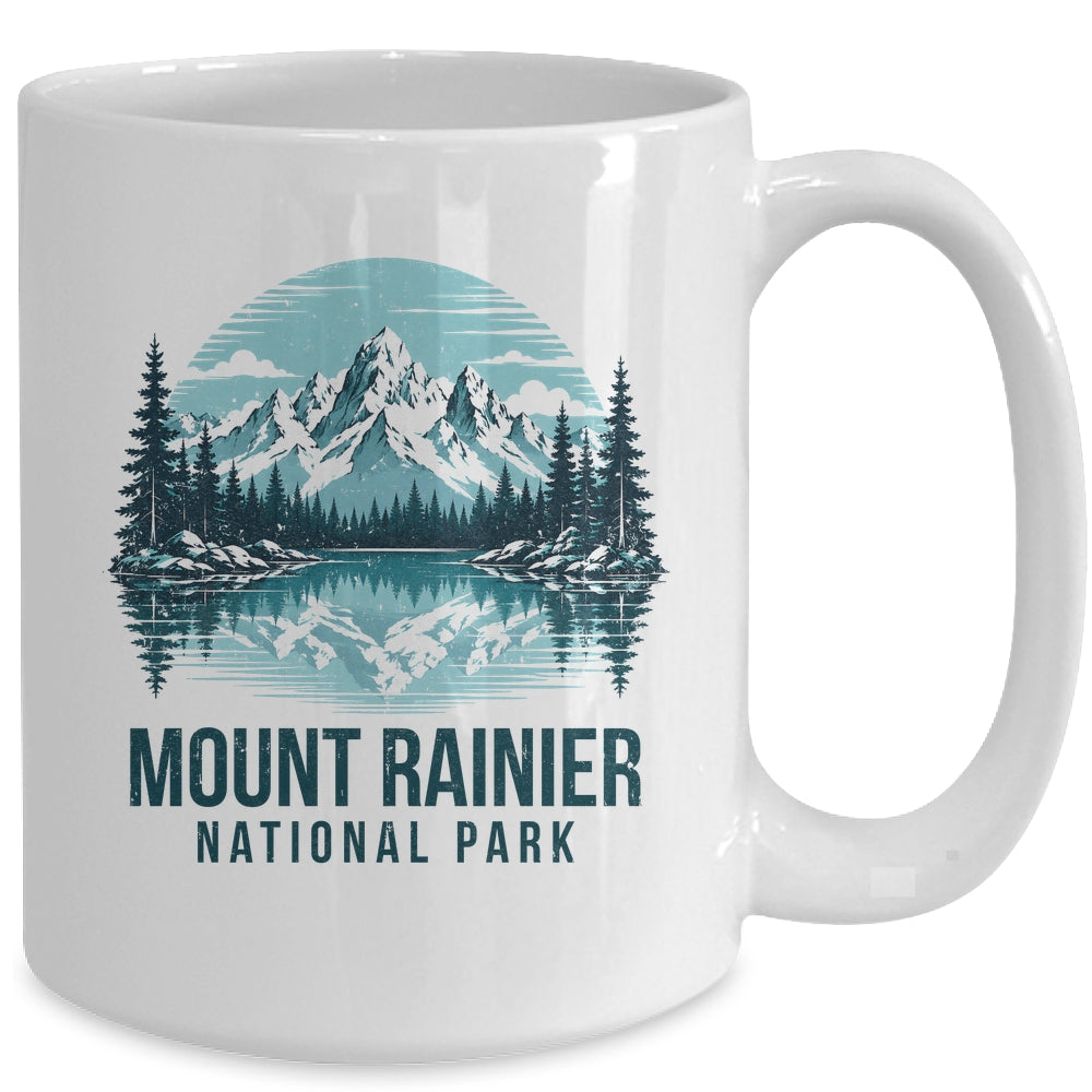 Mount Rainier National Park Retro Mountain Lake Outdoor Hiking Mug | siriusteestore