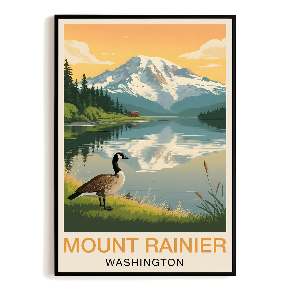 Mount Rainier Washington Vintage Travel Poster Nature Mountain Wall Art Landscape Prints Picture For Home Room Living Room Office Bedroom Aesthetic Decor Unframed | siriusteestore
