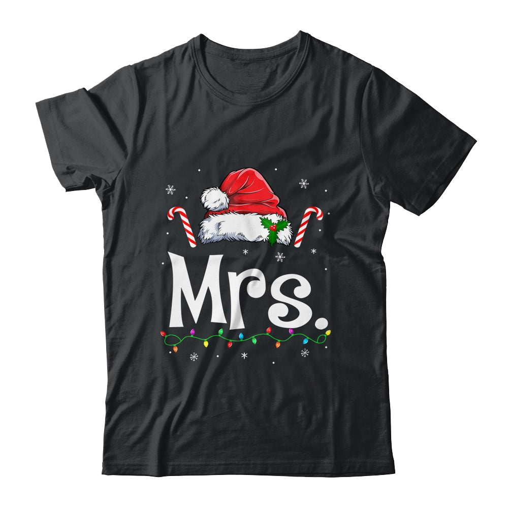 Mrs And Mr Claus Funny Couples Matching Christmas Xmas Light Shirt & Sweatshirt | siriusteestore