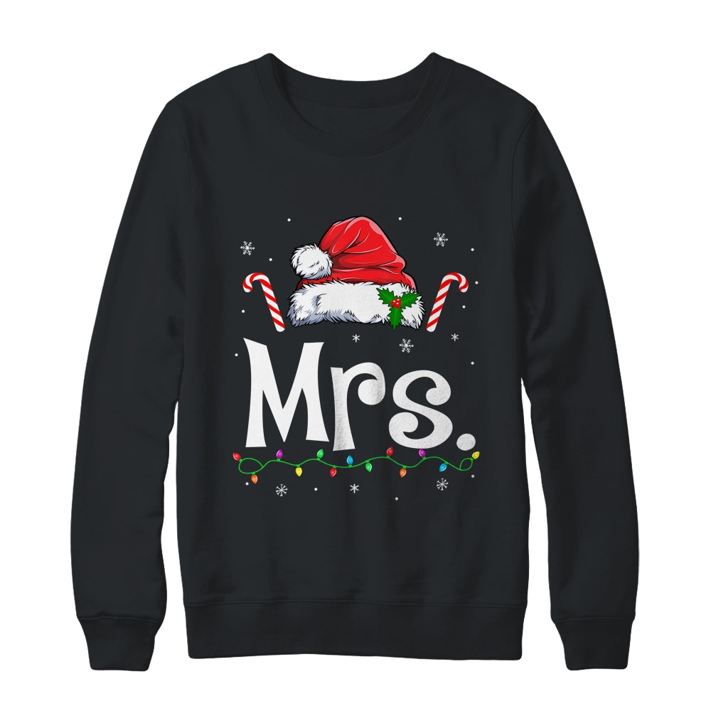 Mrs And Mr Claus Funny Couples Matching Christmas Xmas Light Shirt & Sweatshirt | siriusteestore