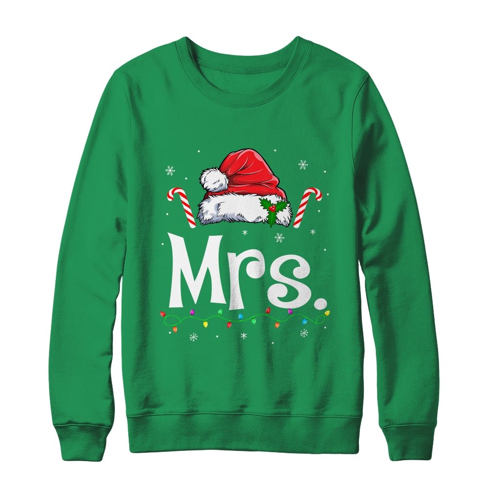 Mrs And Mr Claus Funny Couples Matching Christmas Xmas Light Shirt & Sweatshirt | siriusteestore