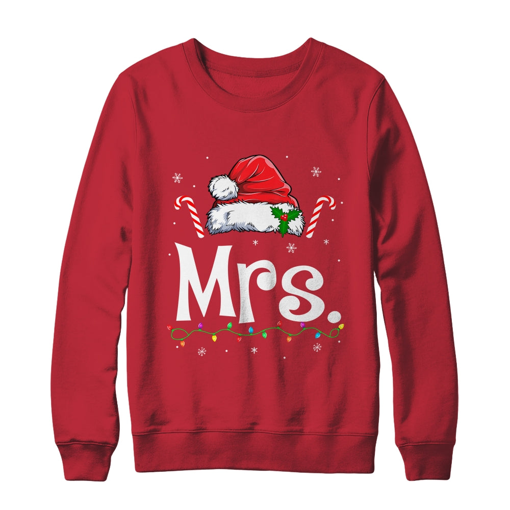 Mrs And Mr Claus Funny Couples Matching Christmas Xmas Light Shirt & Sweatshirt | siriusteestore