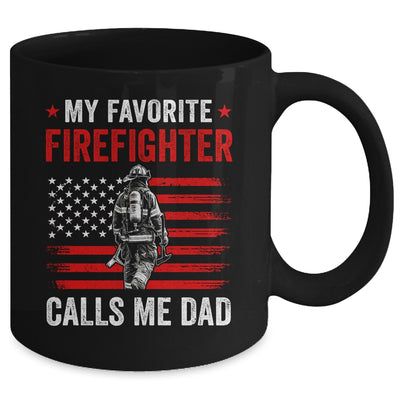 My Favorite Firefighter Calls Me Dad USA Flag Father Mug | siriusteestore