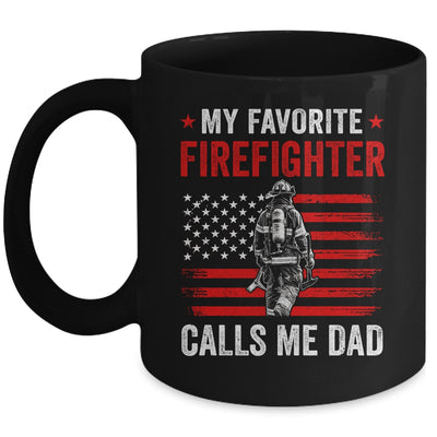 My Favorite Firefighter Calls Me Dad USA Flag Father Mug | siriusteestore