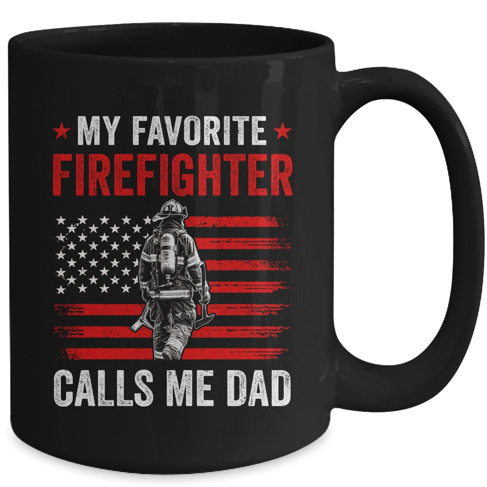 My Favorite Firefighter Calls Me Dad USA Flag Father Mug | siriusteestore