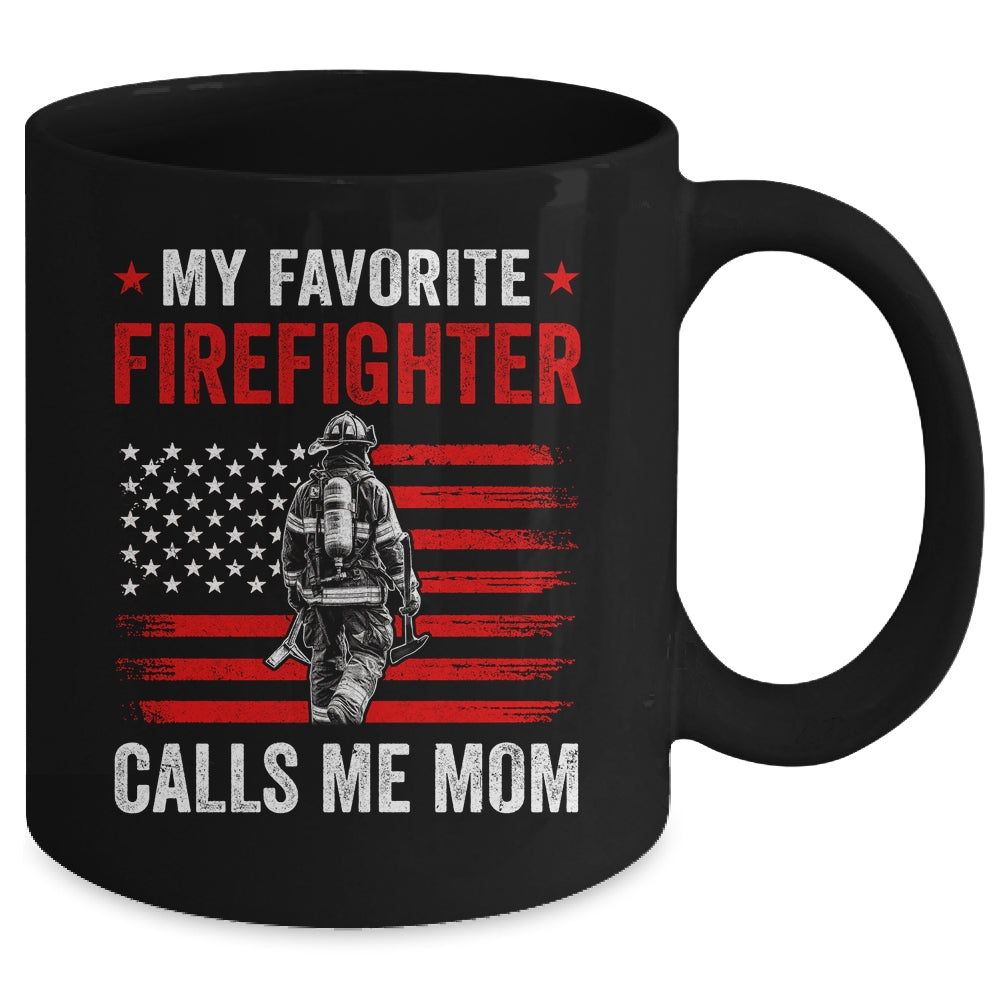 My Favorite Firefighter Calls Me Mom USA Flag Mother Mug | siriusteestore