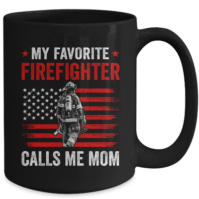 My Favorite Firefighter Calls Me Mom USA Flag Mother Mug | siriusteestore