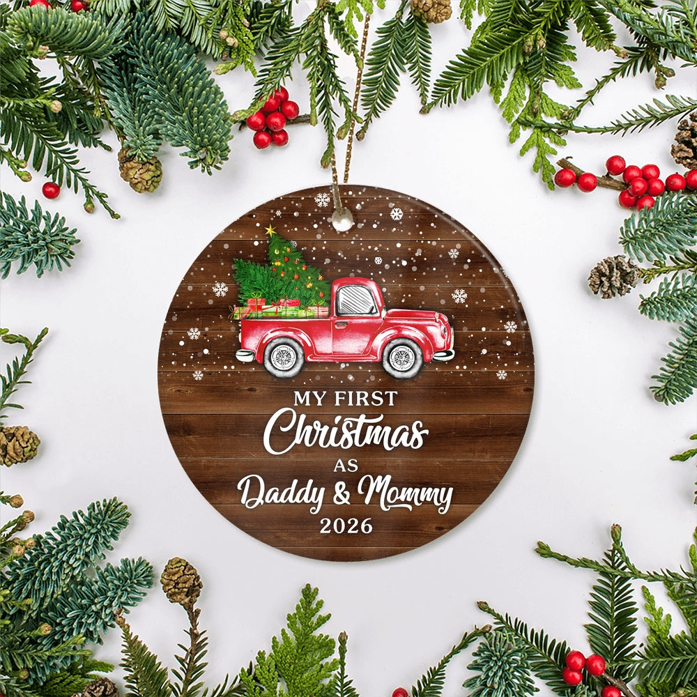 My First Christmas As Daddy & Mommy Ornament 2025 New Daddy & Mommy Decoration Christmas Tree Ornament | siriusteestore