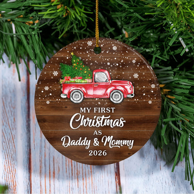 My First Christmas As Daddy & Mommy Ornament 2025 New Daddy & Mommy Decoration Christmas Tree Ornament | siriusteestore