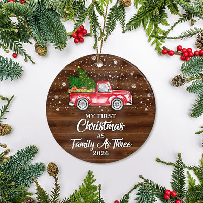 My First Christmas As Family As Three Ornament 2025 New Family Three Decoration Christmas Tree Ornament | siriusteestore