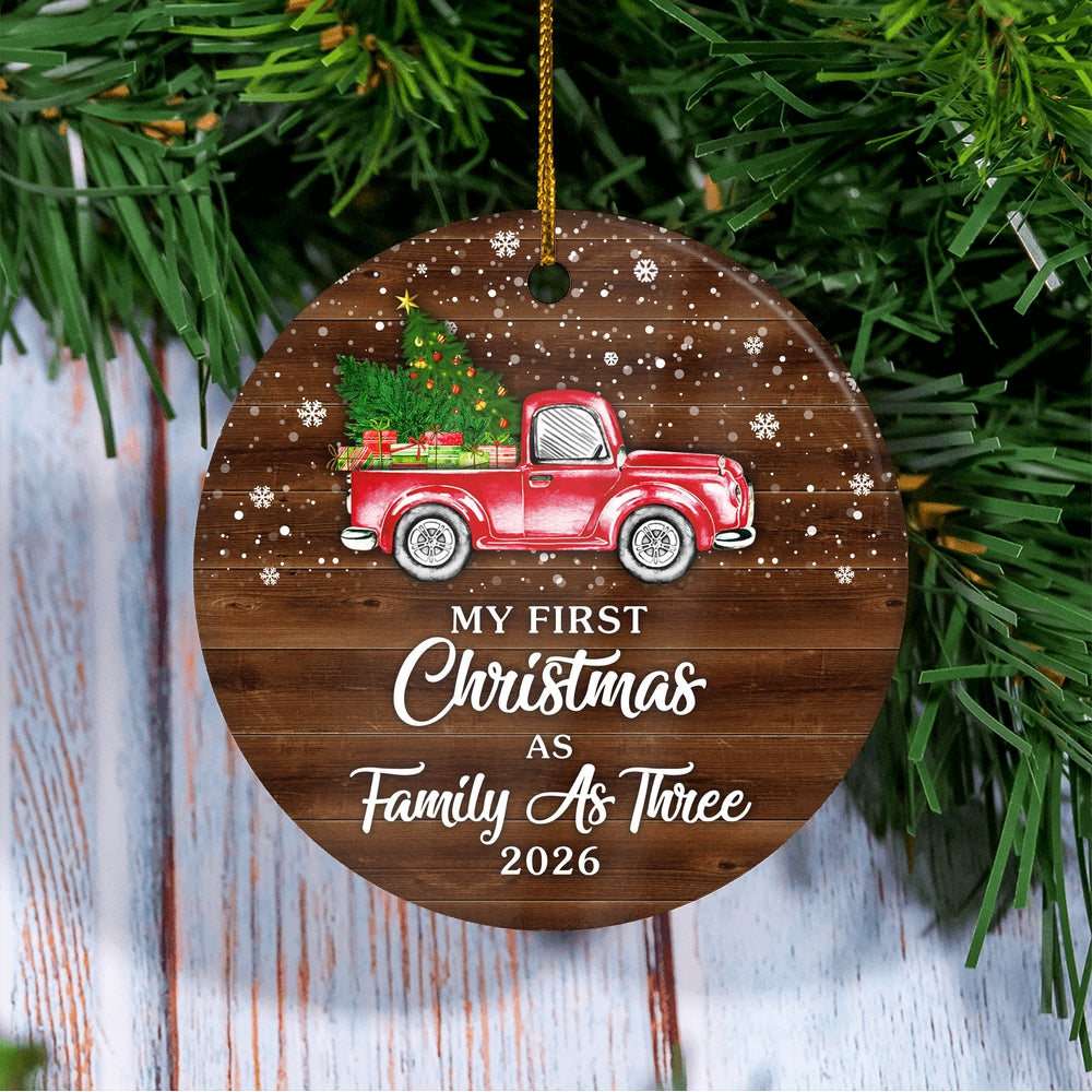 My First Christmas As Family As Three Ornament 2025 New Family Three Decoration Christmas Tree Ornament | siriusteestore