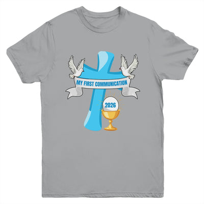 My First Communion 2026 Cross Chalice Eucharist Grandson Boy Youth Shirt | siriusteestore