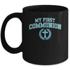My First Communion Boys Catholic Religious Cross Blue Mug | siriusteestore