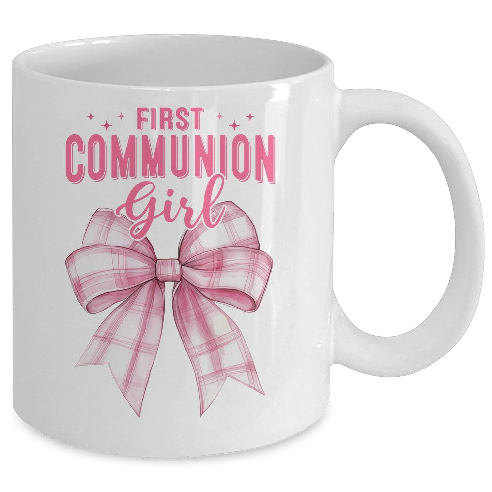 My First Communion Girls Pink Coquette Bow Christian Cute Mug | siriusteestore