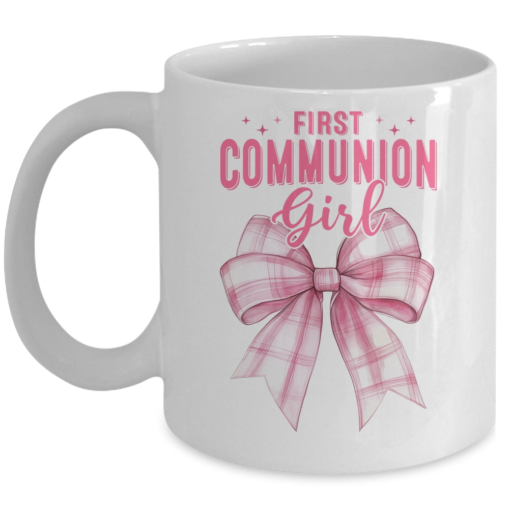 My First Communion Girls Pink Coquette Bow Christian Cute Mug | siriusteestore