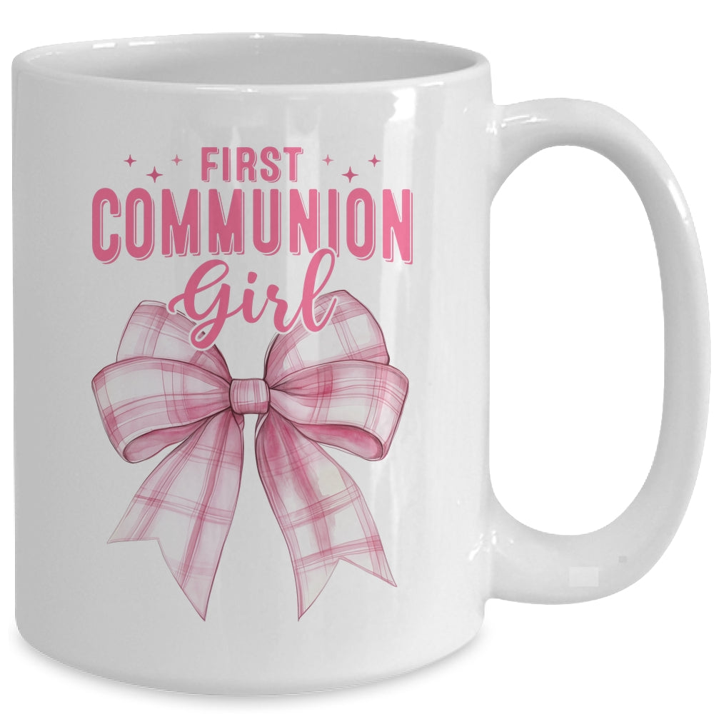 My First Communion Girls Pink Coquette Bow Christian Cute Mug | siriusteestore