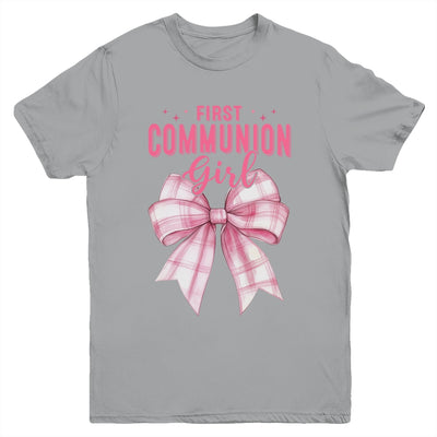 My First Communion Girls Pink Coquette Bow Christian Cute Youth Shirt | siriusteestore