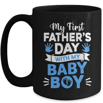 My First Fathers Day With Baby Son Funny First Time Dad Mug | siriusteestore