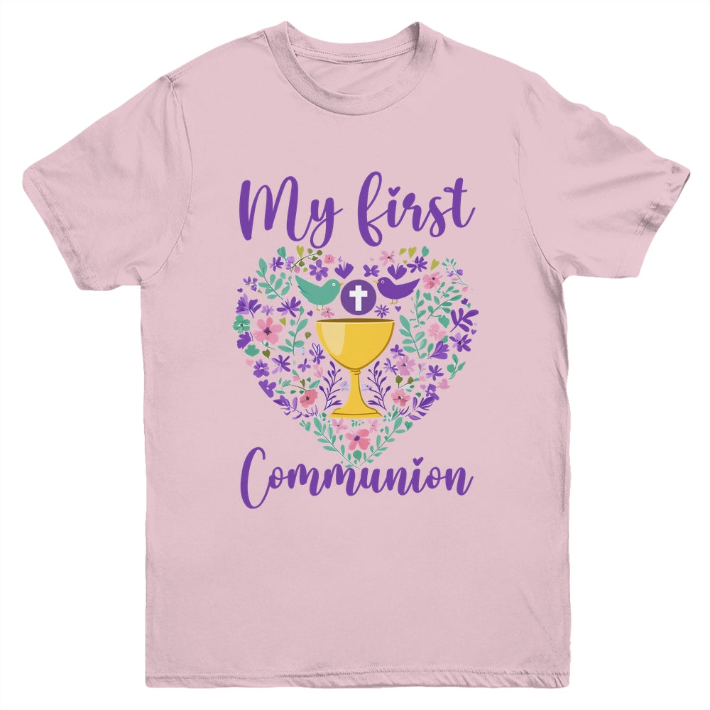 My First Holy Communion Christians And Catholic Girls Boys Youth Shirt | siriusteestore