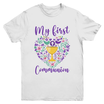 My First Holy Communion Christians And Catholic Girls Boys Youth Shirt | siriusteestore
