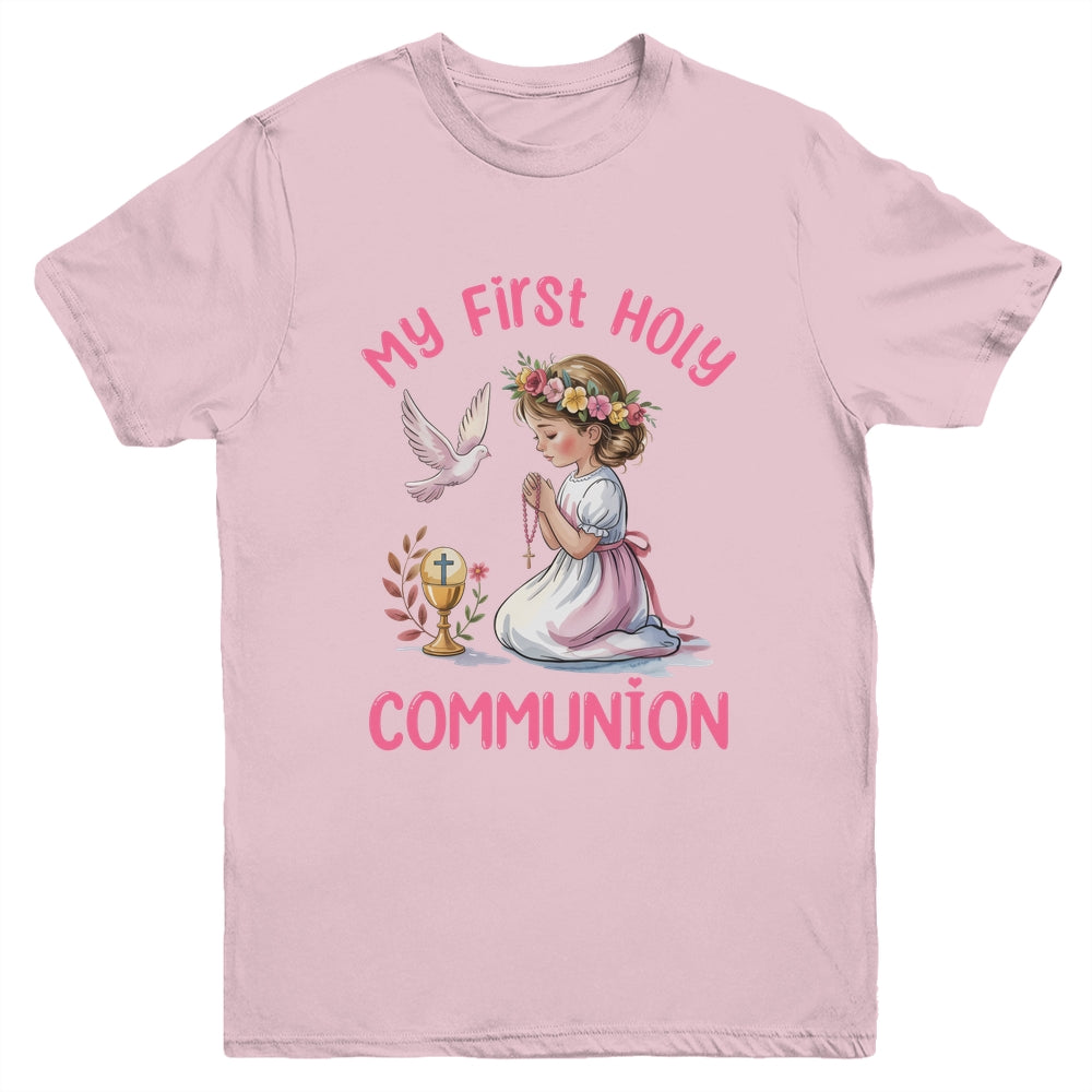 My First Holy Communion For Girl Christian Catholic Youth Shirt | siriusteestore