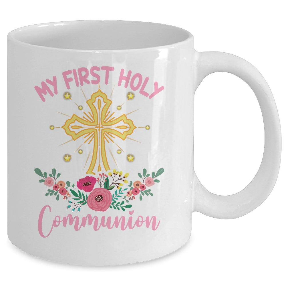 My First Holy Communion Girls Christians And Catholic Mug | siriusteestore