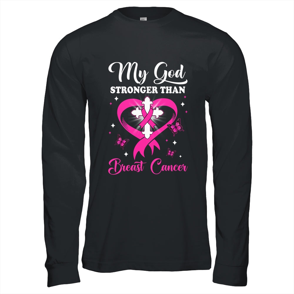 My God Is Stronger Than Breast Cancer Awareness Christian Shirt & Hoodie | siriusteestore