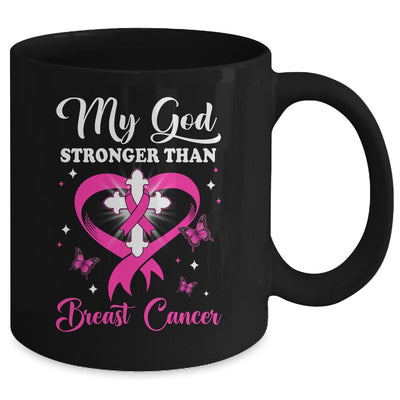 My God Is Stronger Than Breast Cancer Awareness Christian Mug | siriusteestore