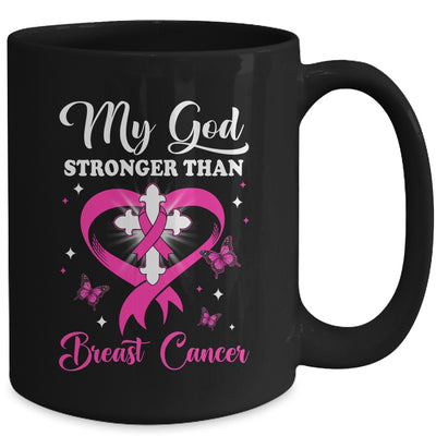 My God Is Stronger Than Breast Cancer Awareness Christian Mug | siriusteestore
