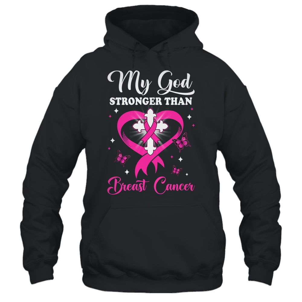 My God Is Stronger Than Breast Cancer Awareness Christian Shirt & Hoodie | siriusteestore
